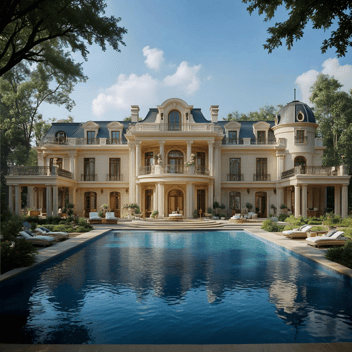 Mansion with a pool, large celebrity estae